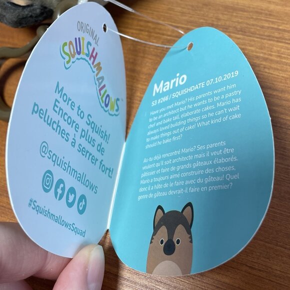 Squishmallows Mario German Shepherd Puppy Dog Clip Plush - Picture 6 of 10